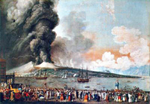 Vista del Vesuvio in eruzione