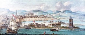 Il porto di Napoli in un quadro dell'epoca